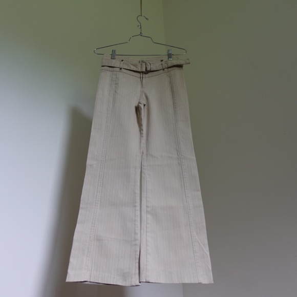 Y2K Tommy Hilfiger Low Rise Flare Jeans w D Ring Belt Khaki - Picture 1 of 5